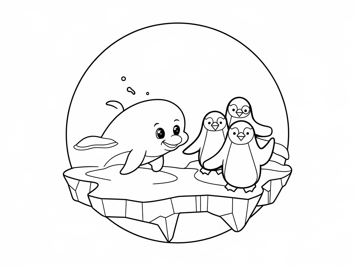 Chill with This Dolphin and Penguin Pals Coloring Page