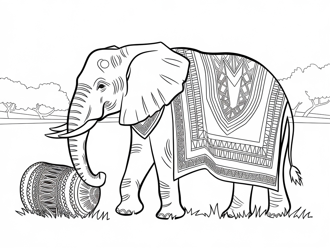 Decorative Elephant with Tribal Blanket