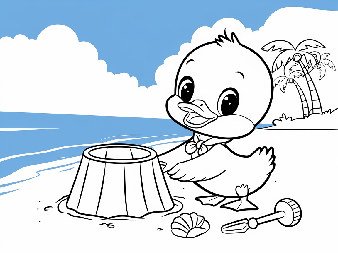 Beachy Vibes with This Sandcastle-Building Duckling