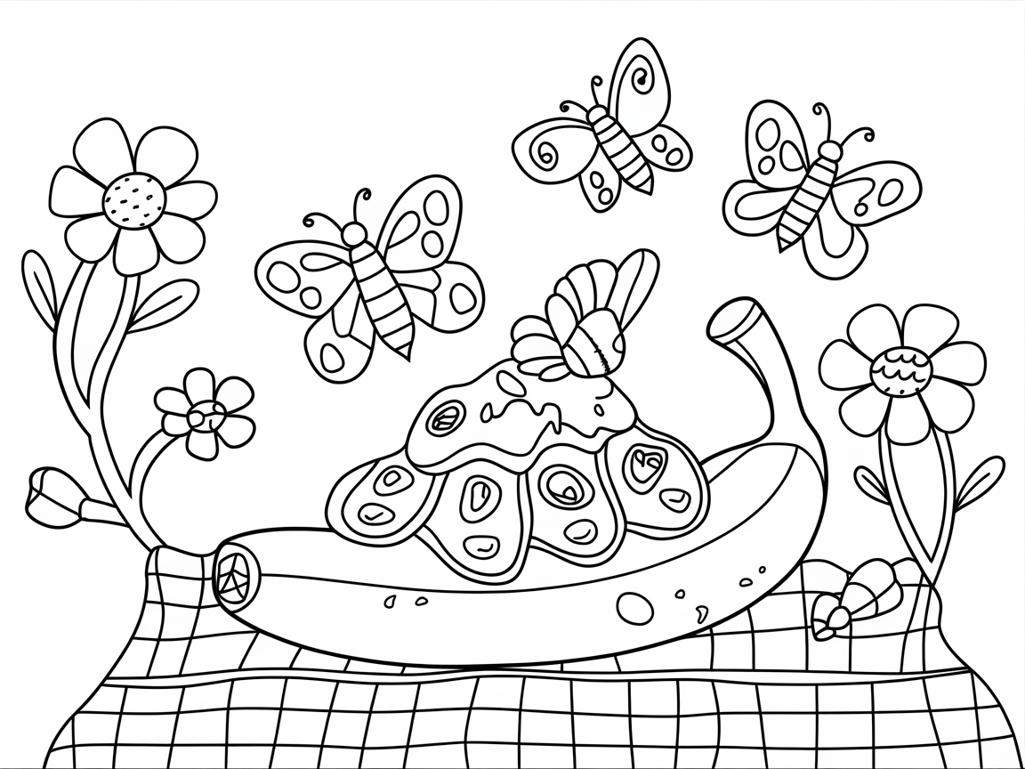 Go Wild with This Butterfly Banana Split Coloring Delight