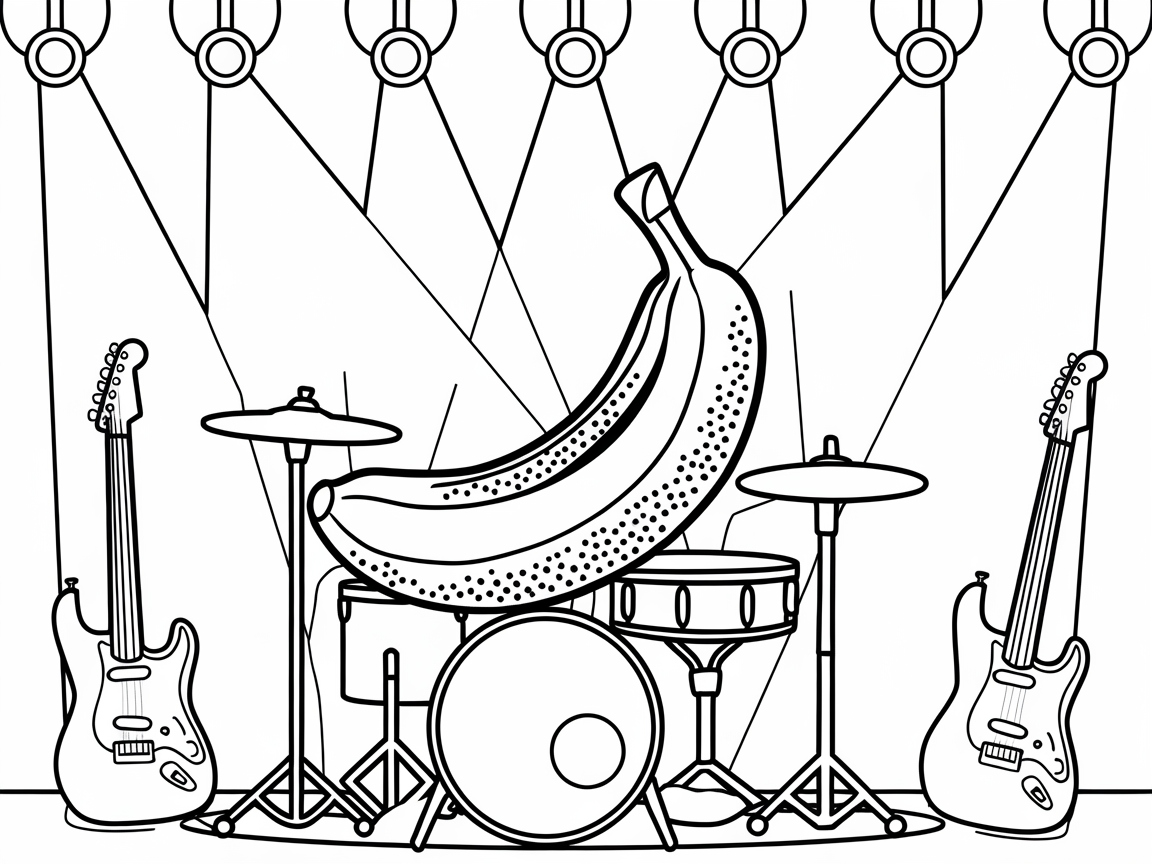 Rock Out with This Musical Banana Coloring Page