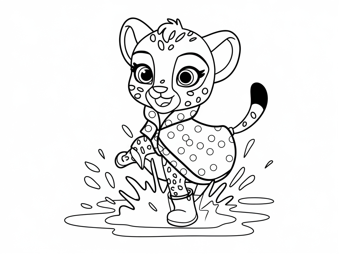 Rainy Day Fun with a Playful Cheetah Cub