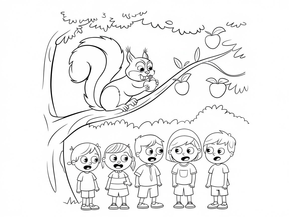 Curious Kids and the Squirrelly Apple Thief