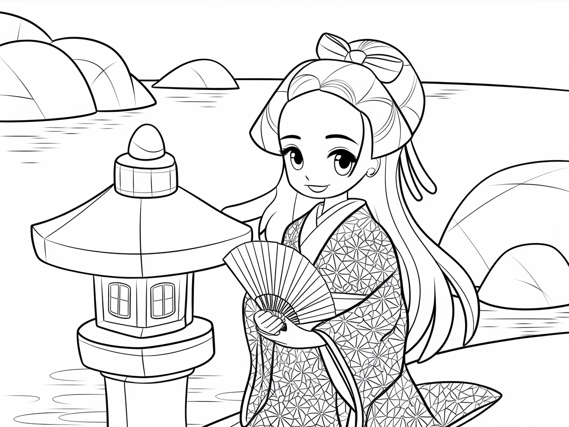 Graceful Elegance with This Anime Kimono Girl
