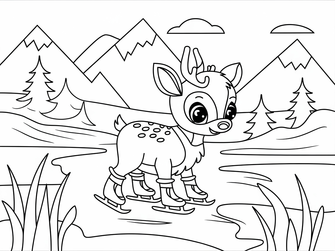 Baby Reindeer Ice Skating Adventure