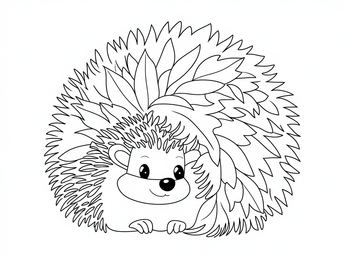 Adorable Hedgehog Snuggled in Autumn Leaves