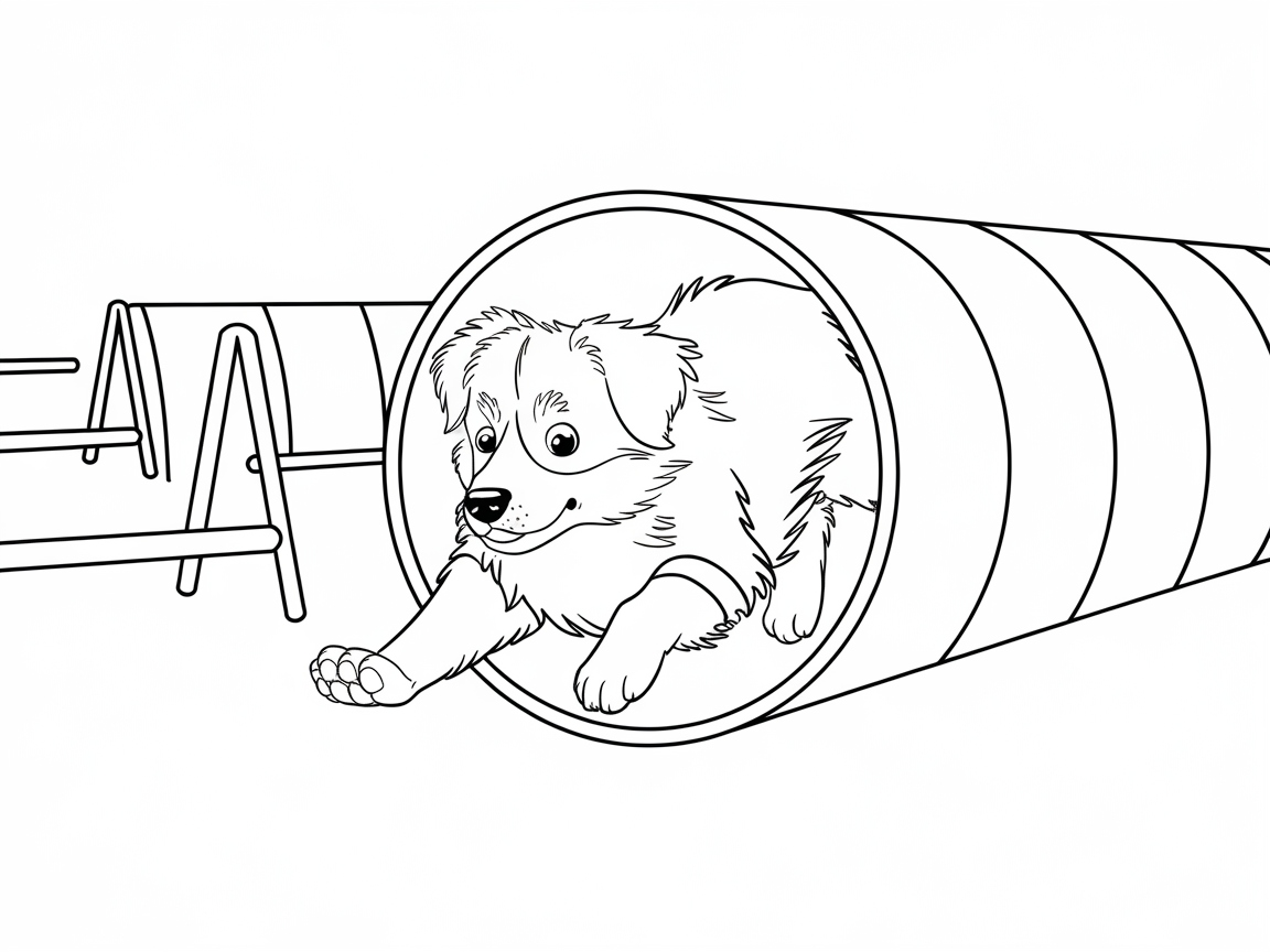 Tunnel Fun: Australian Shepherd Puppy in Agility Training