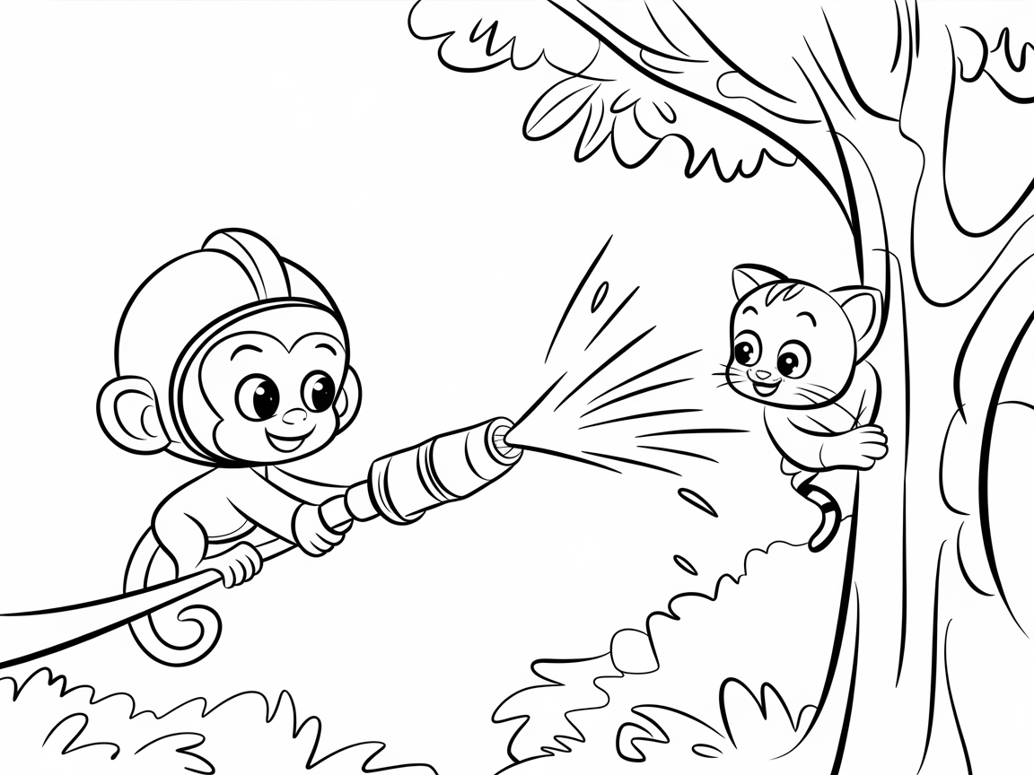 Brave Firefighter Monkey to the Rescue