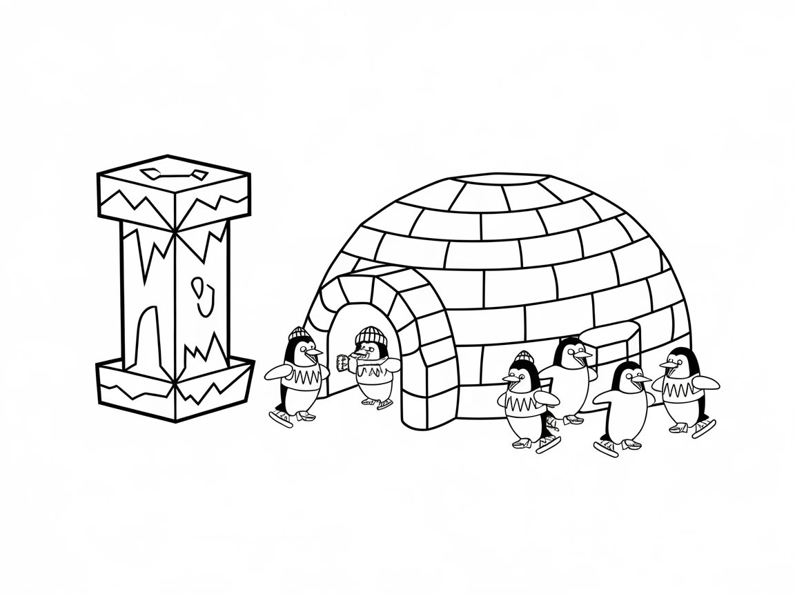 Icy Adventure with Penguins and Igloos
