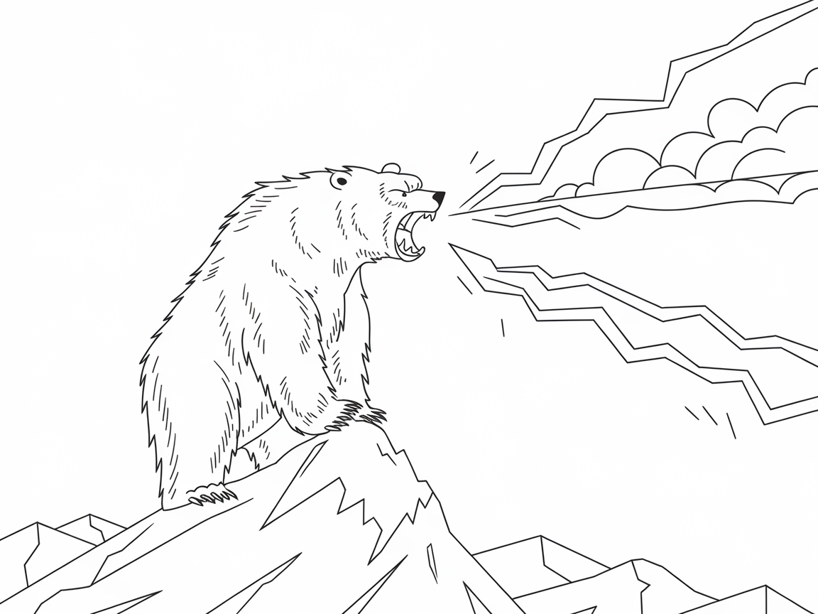 Bear Roaring Atomic Energy Coloring Page