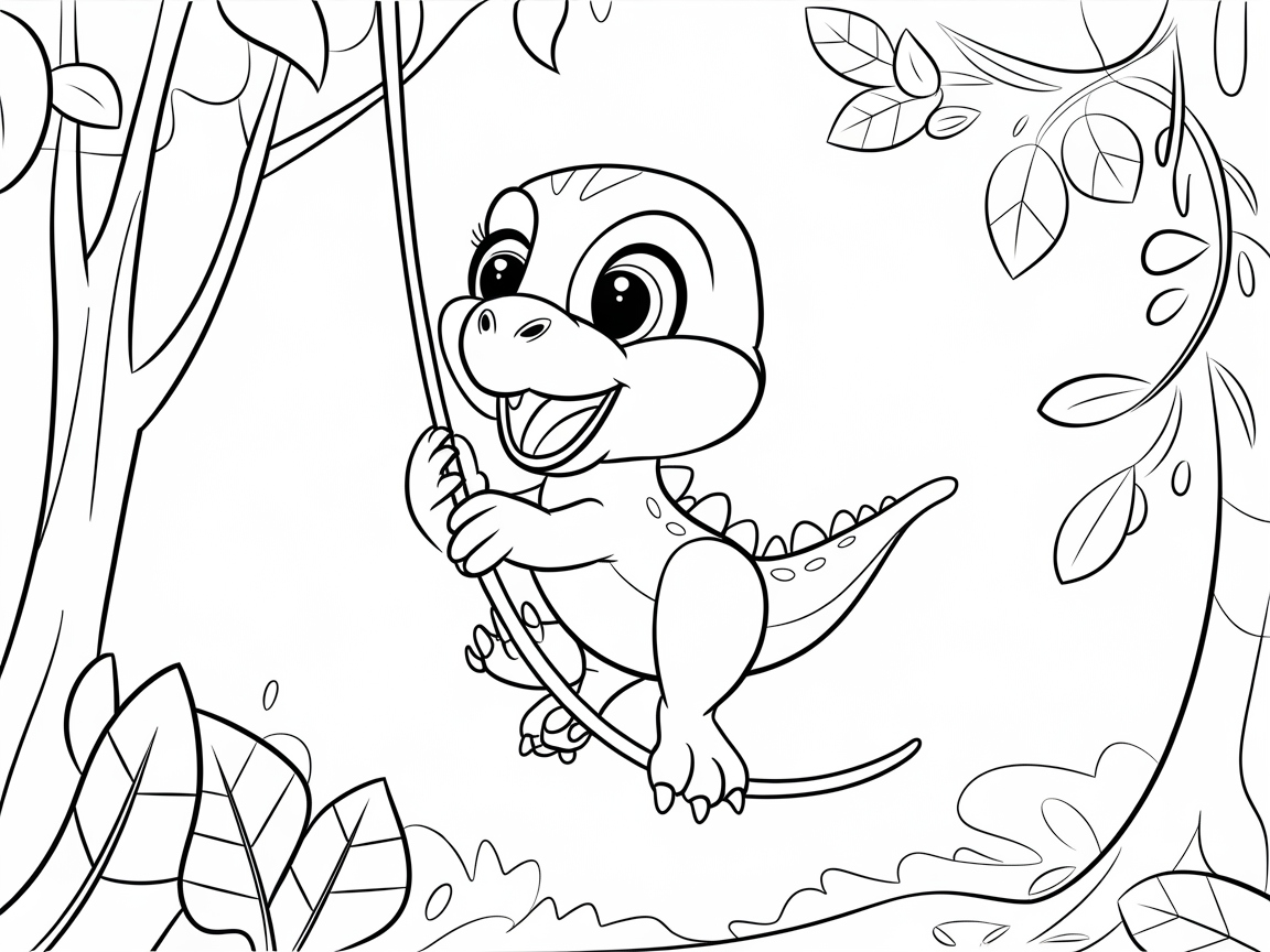Swinging Raptor on a Jungle Vine