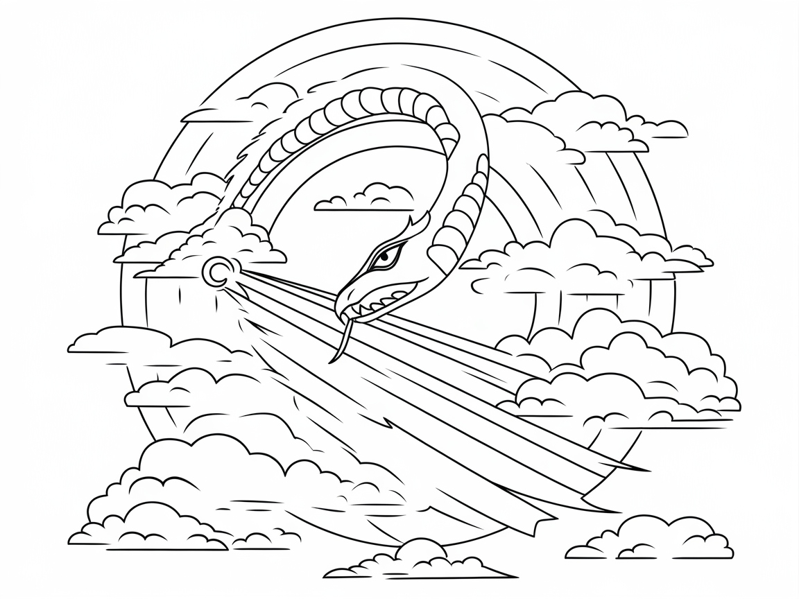 Sky Serpent with Cloudy Breath Coloring Page