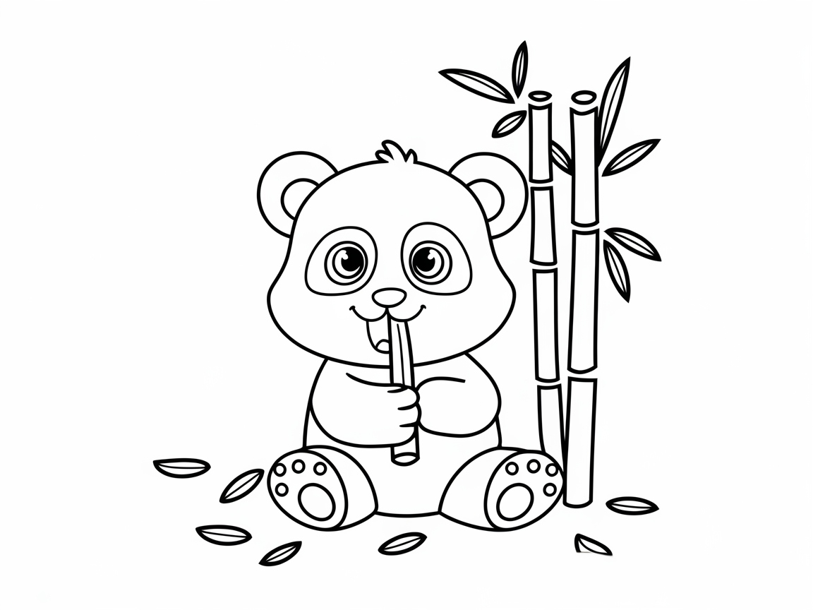 Adorable Baby Panda Munching on Bamboo