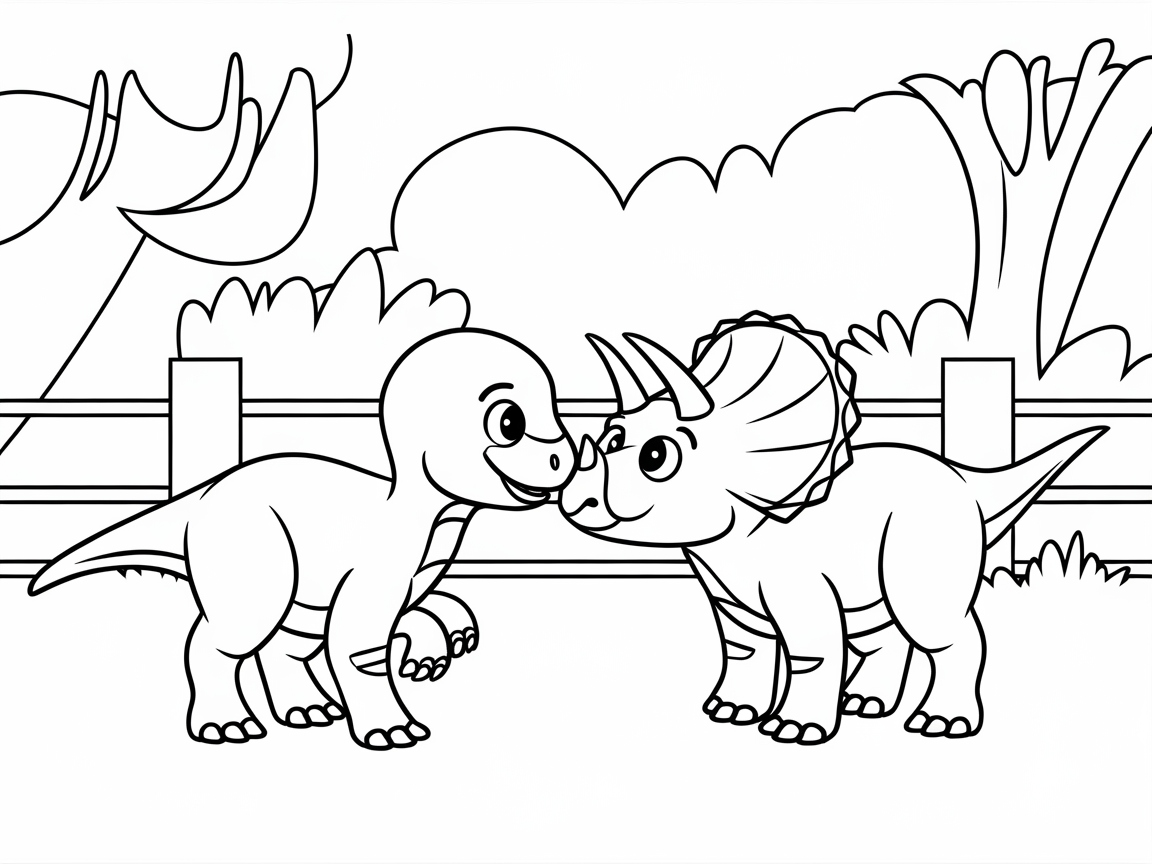 Friendly Dino Duo in Their Playful Habitat
