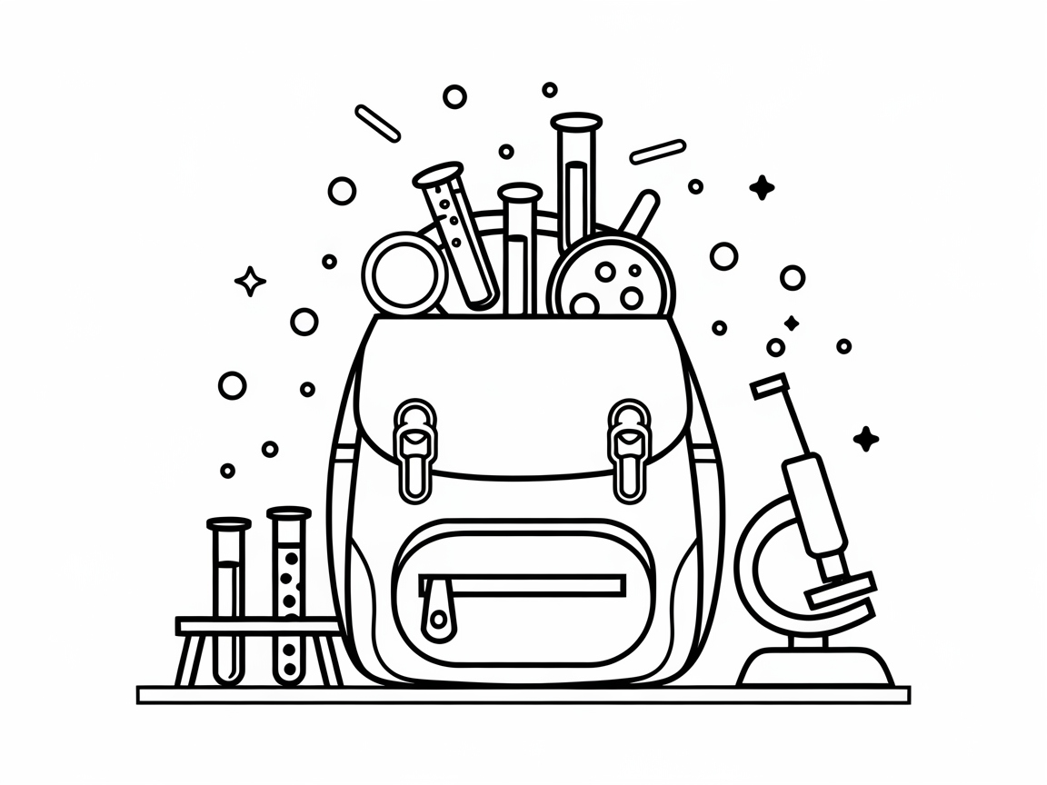 Explore Science with This Lab Backpack Coloring Page