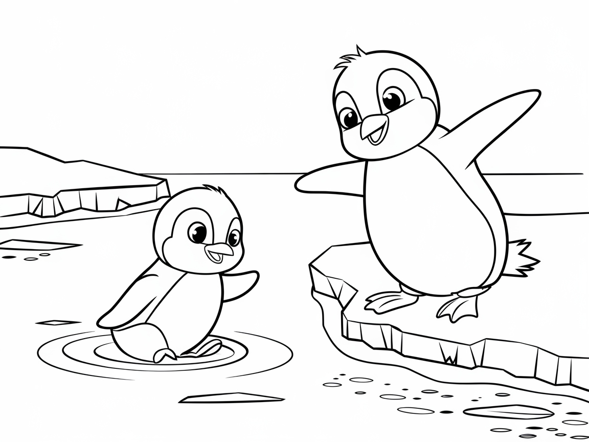 Playful Penguins on an Ice Adventure