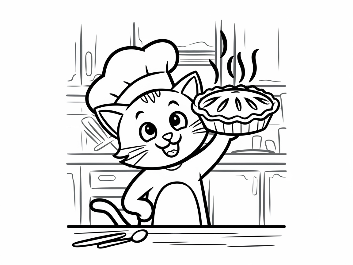 Meet the Cutest Chef Cat with Pie in Paw