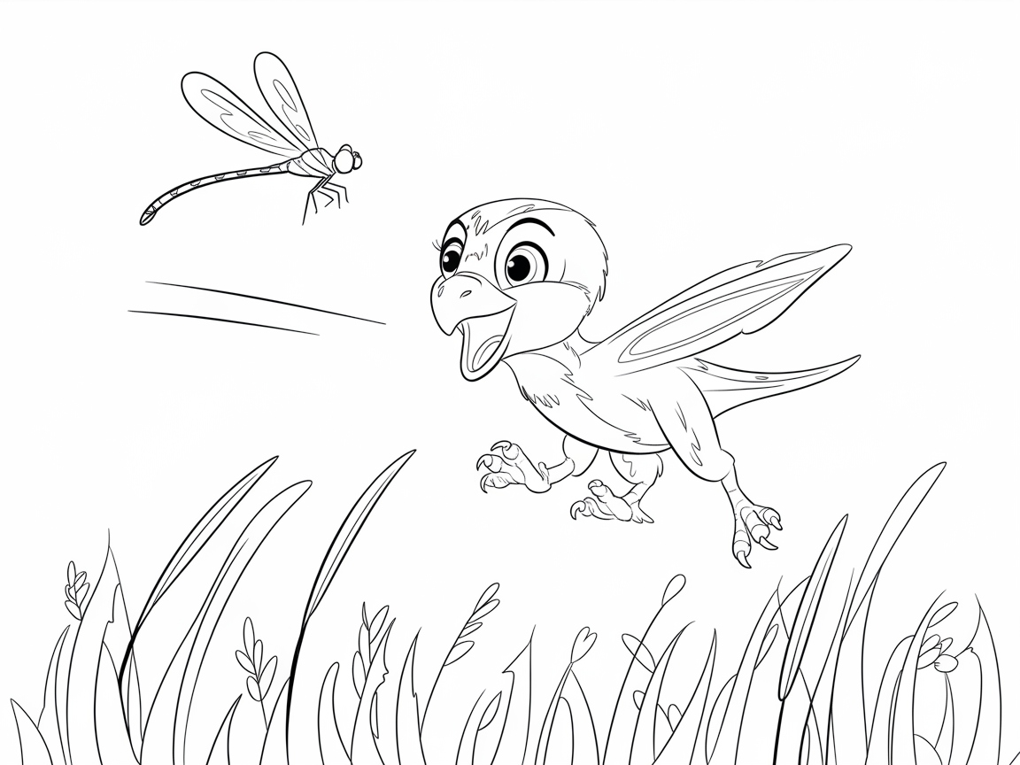 Curious Raptor Chasing a Dragonfly Adventure