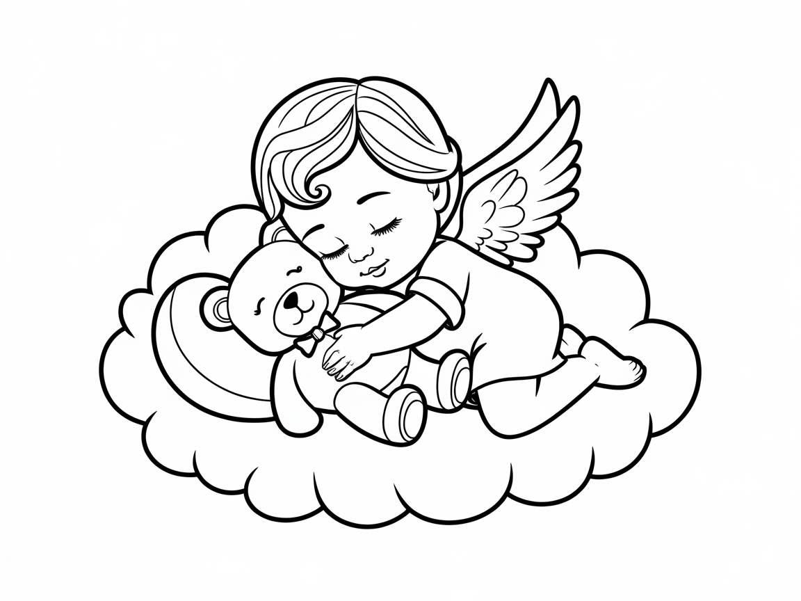 Tender Moments with a Baby Angel and Teddy Bear