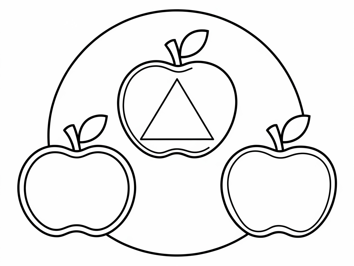 Geometric Apple Trio: Shape Fun for Toddlers