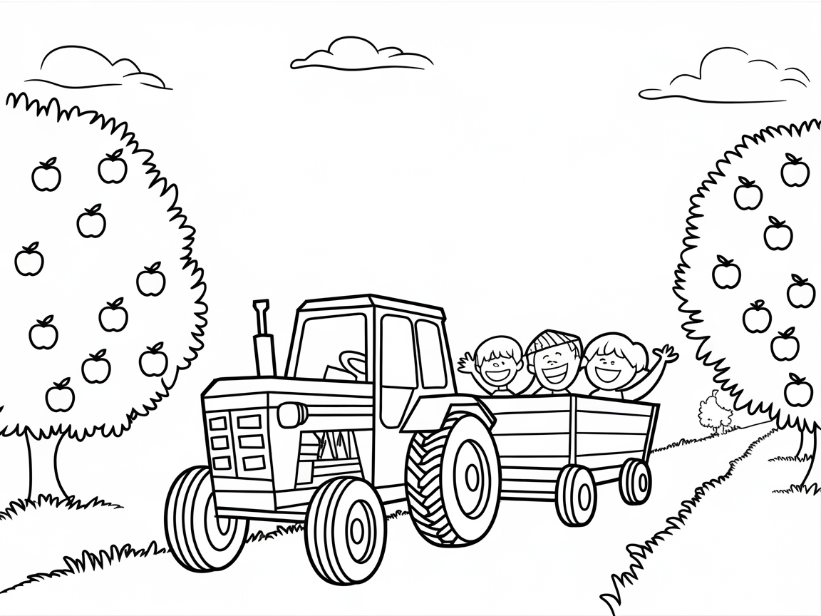 Hop on the Tractor Ride Through This Fun Orchard Scene