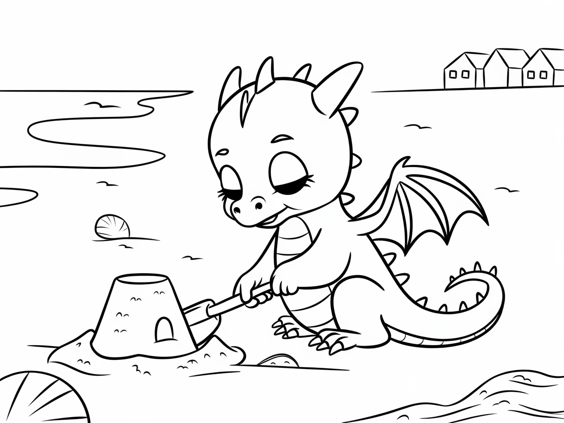 Beach Fun with a Baby Dragon