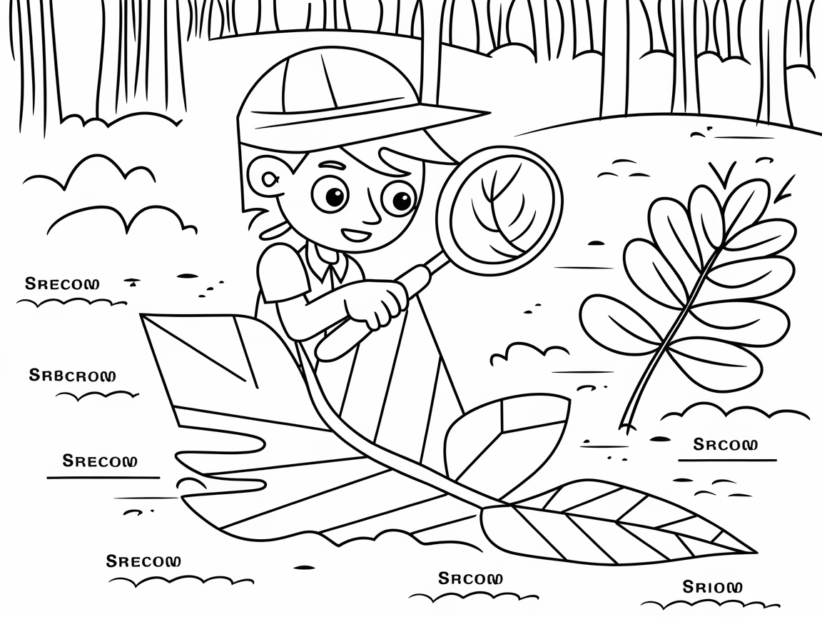 Nature Explorer with Magnifying Glass Coloring Page