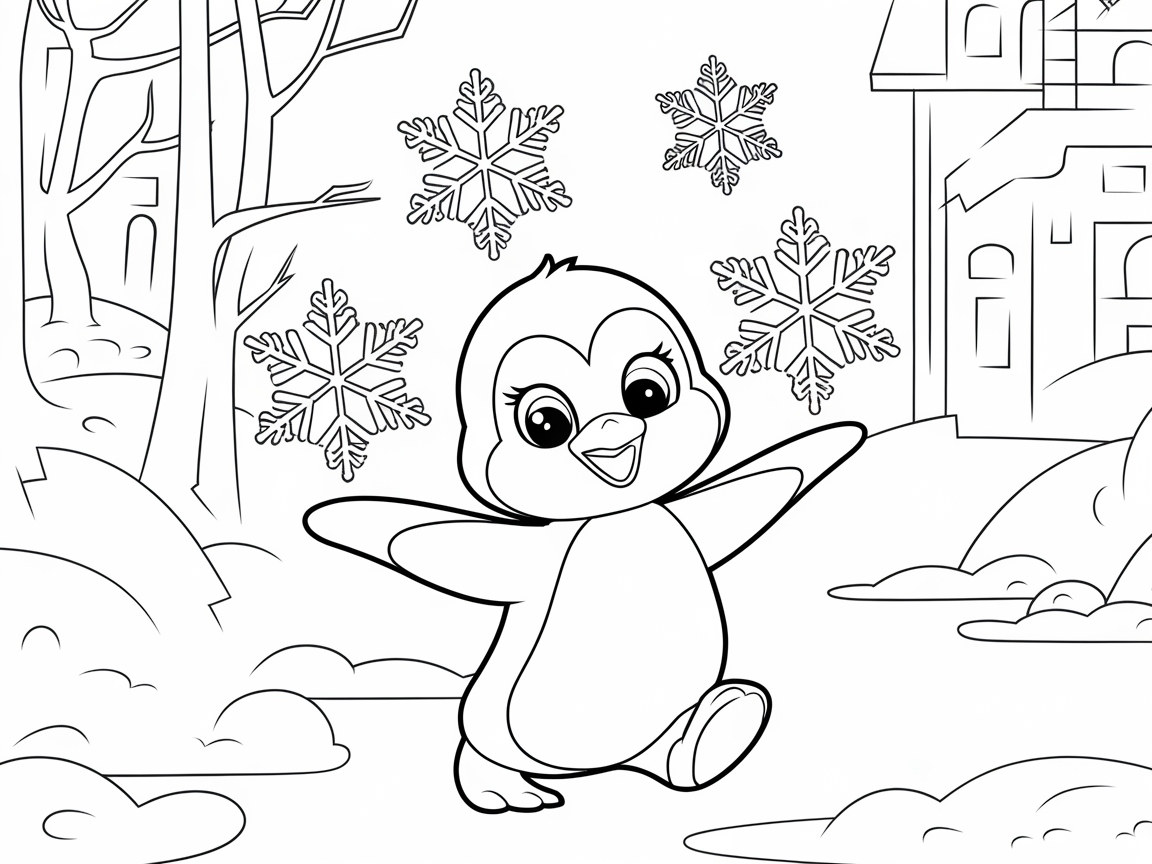 Delight in This Winter Wonderland with a Joyful Penguin
