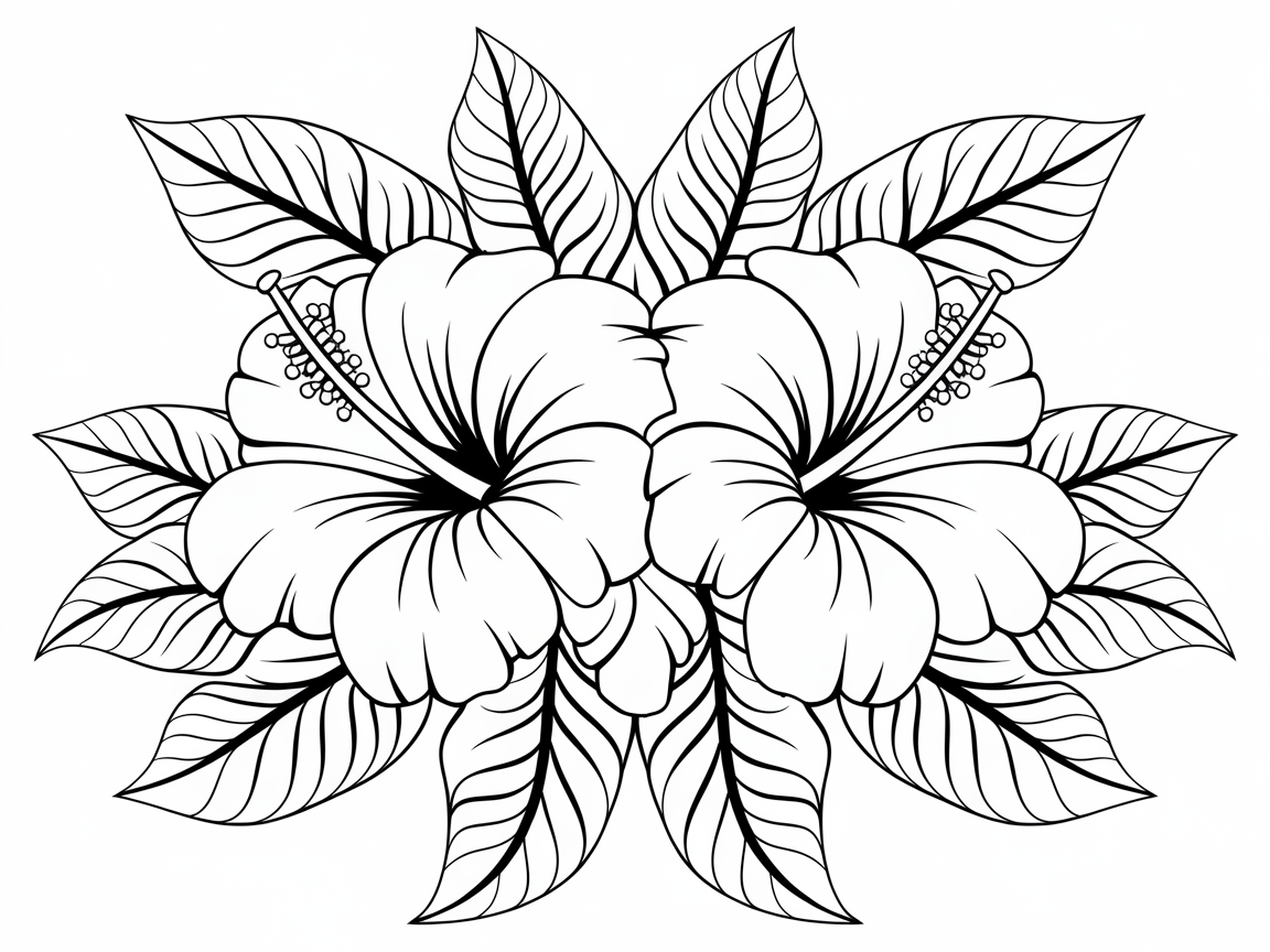 Tropical Hibiscus Pair Ready for Color