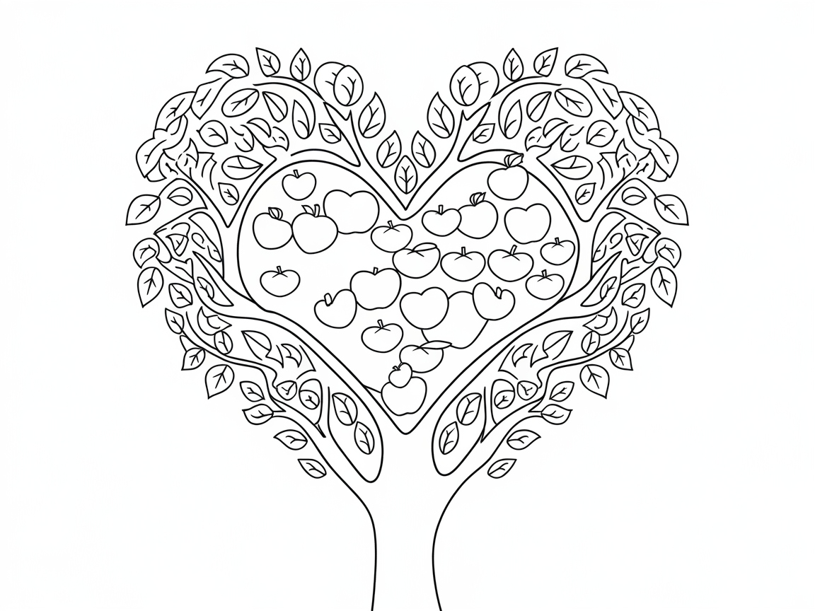 Color Your Heart Out with This Apple Tree Love Design