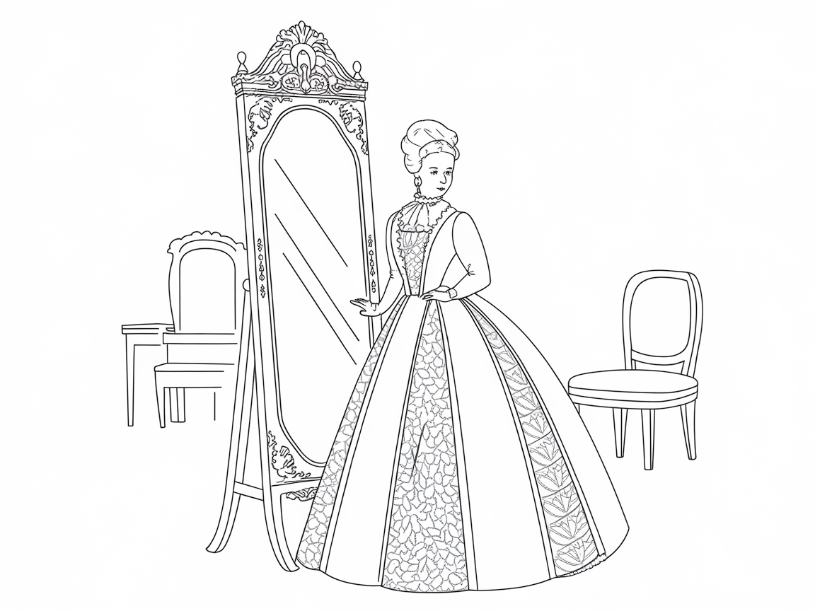 Elegant Princess Reflected in the Mirror