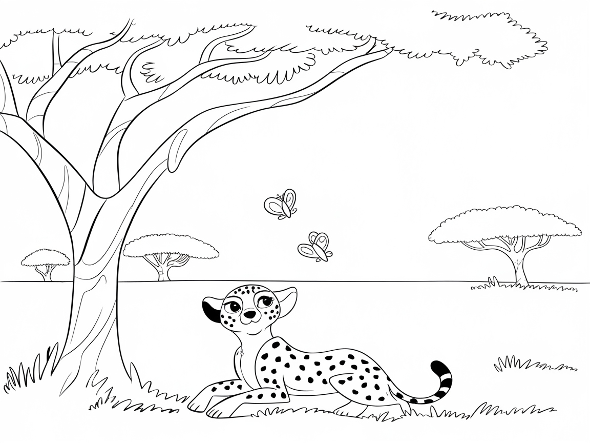 Charming Baby Cheetah Under the Savannah Trees