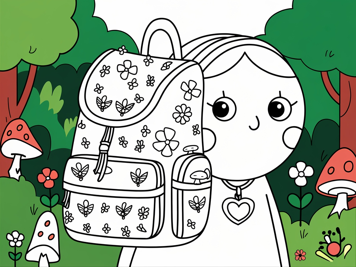 Whimsical Forest Adventure with Floral Backpack