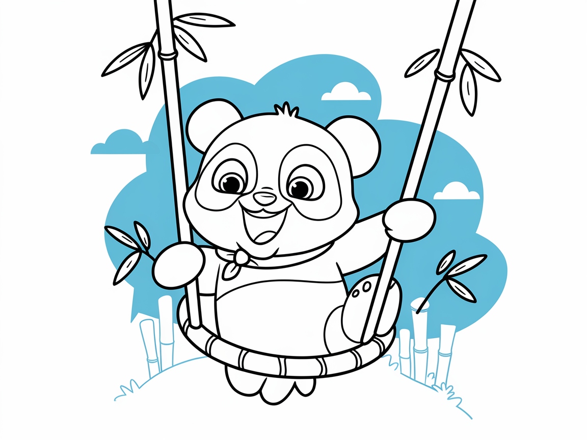 Playful Panda on a Swing Adventure