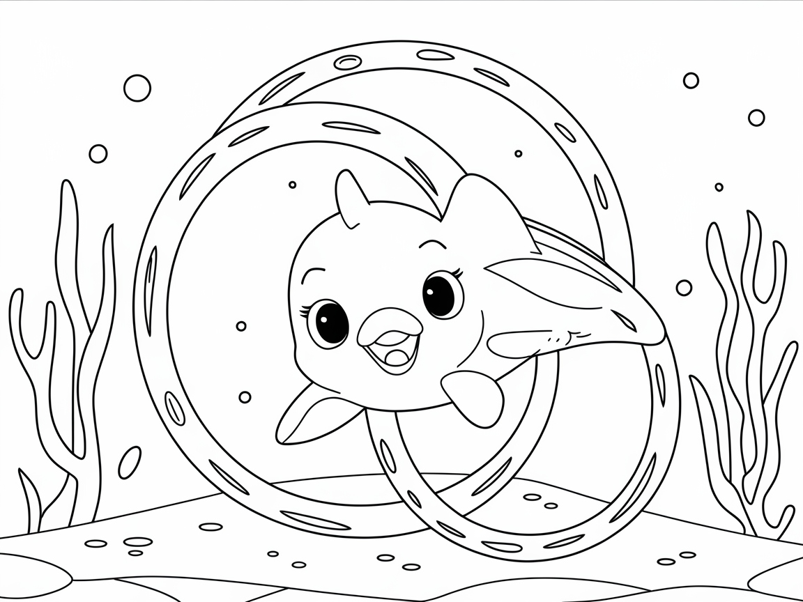 Leap Through Hoops with This Joyful Dolphin Coloring Page