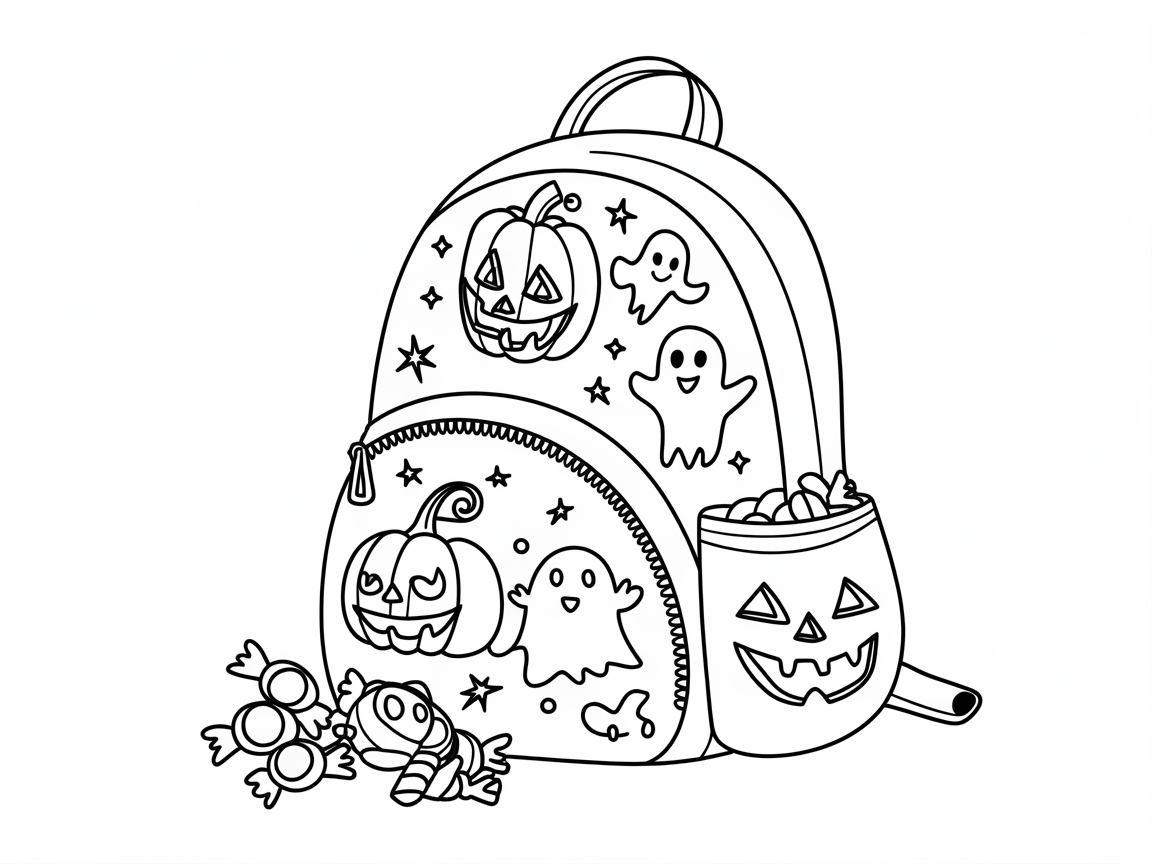 Spooky Fun with This Halloween Backpack Coloring Page