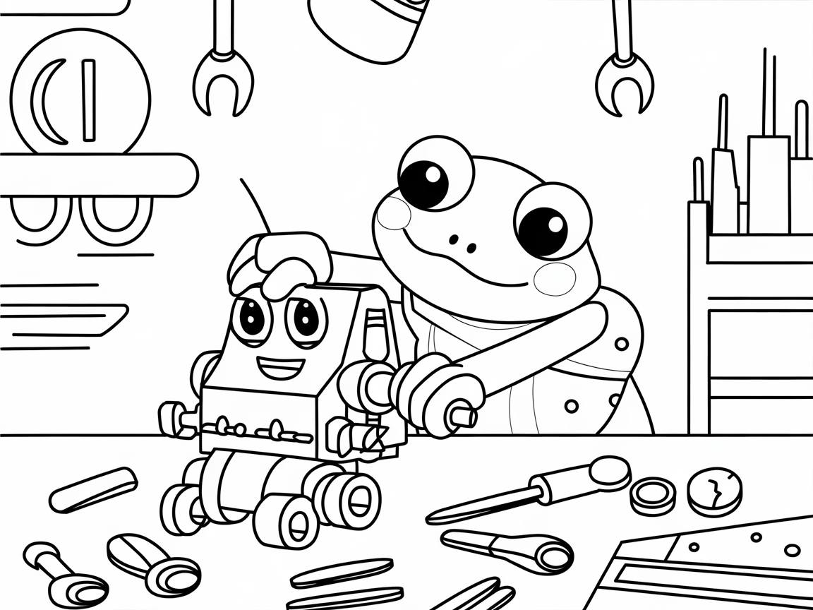 Build with Frog: Robotics Workshop Coloring Page