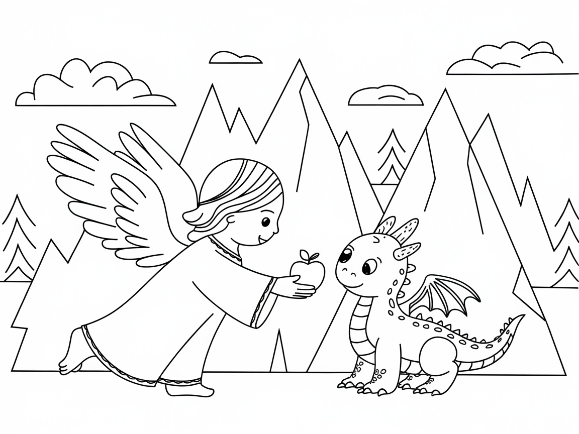 Heartwarming Encounter: Angel and Baby Dragon