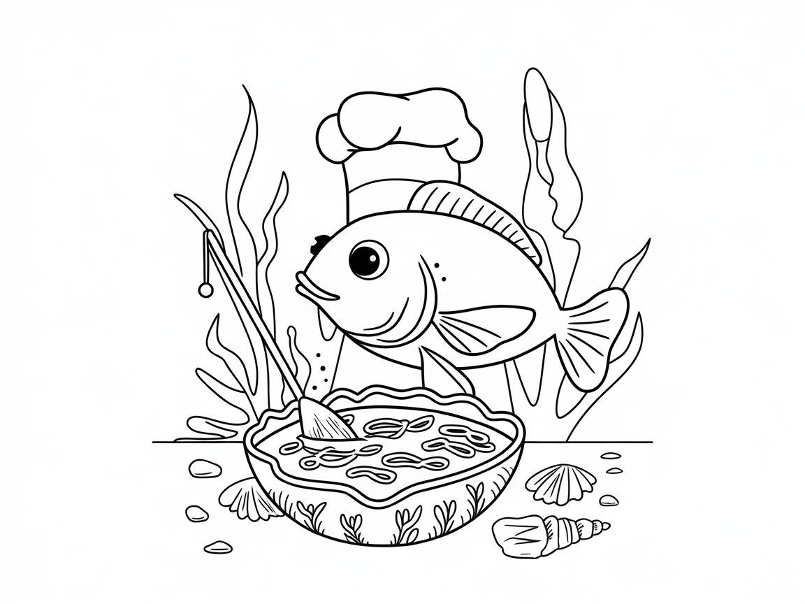 Whip Up Fun With This Chef Fish Coloring Page