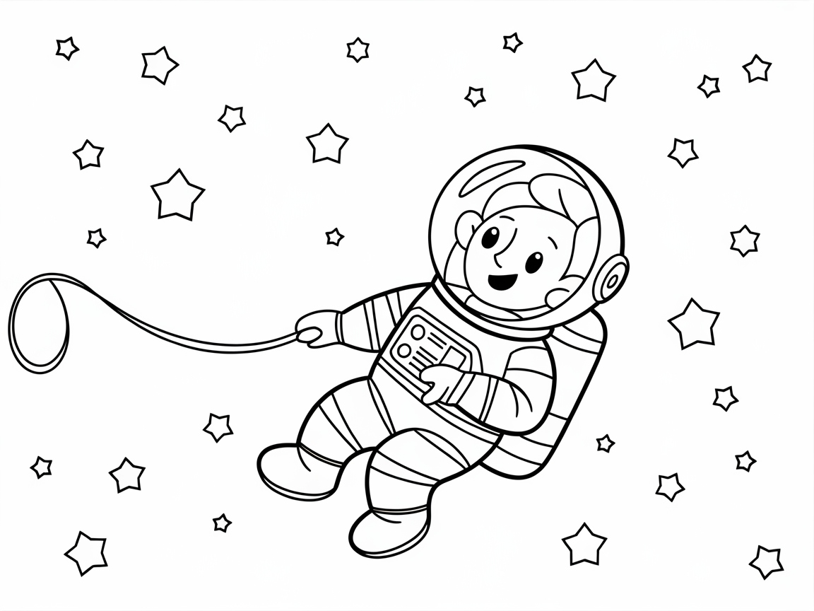 Float Through Space with This Happy Astronaut Page