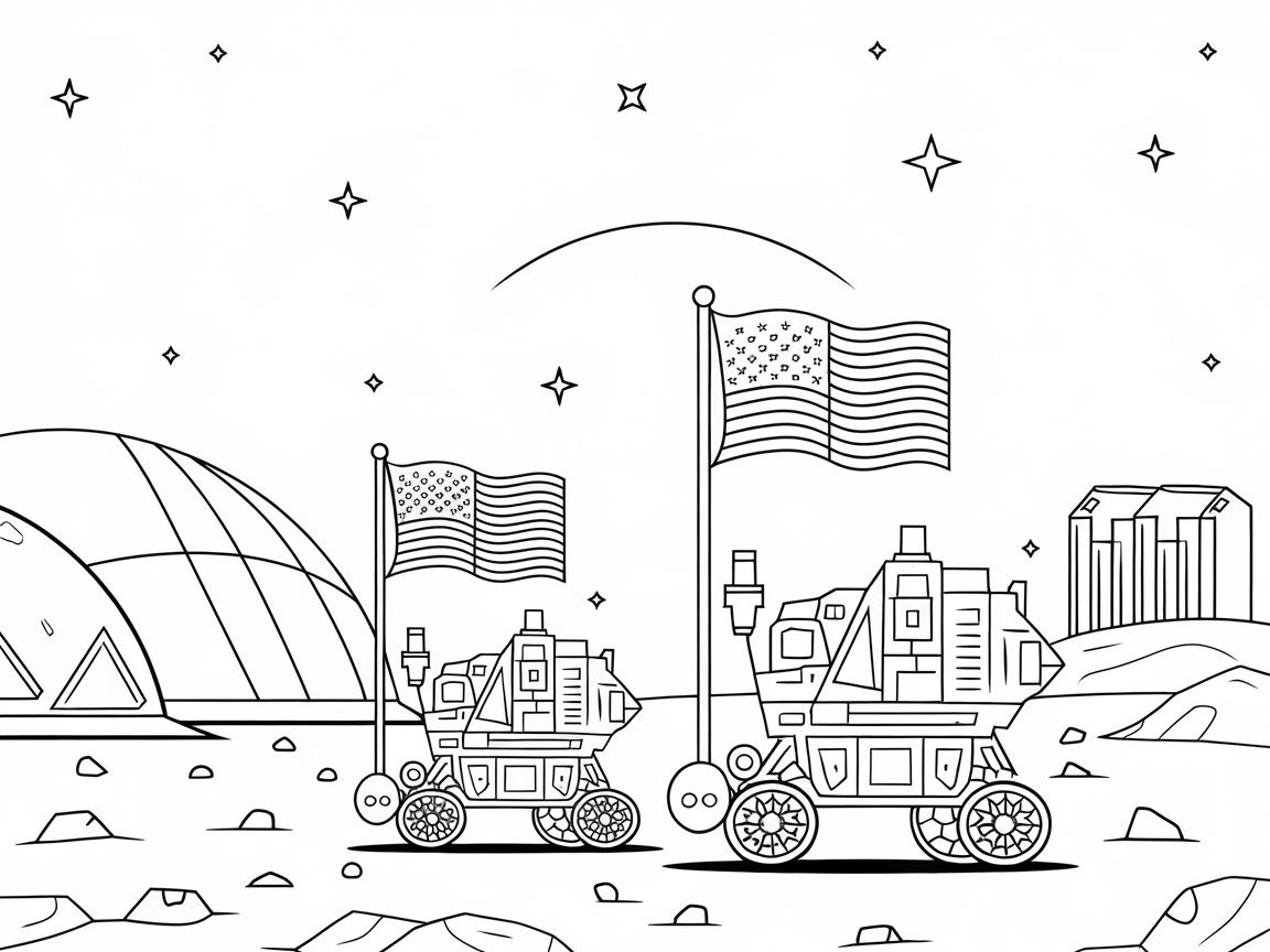 Blast Off into Coloring with This Lunar Rover Scene