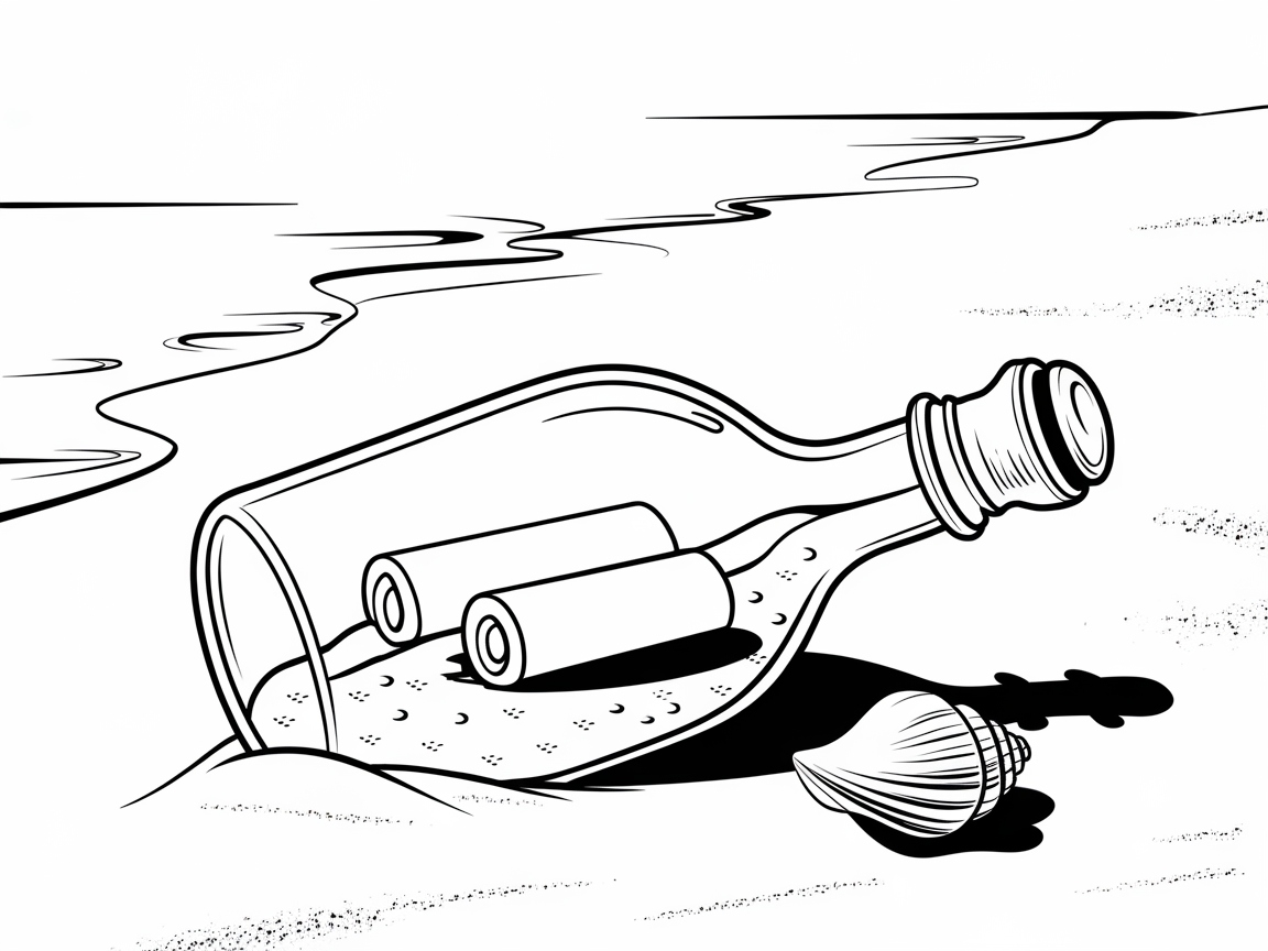 Unlock the Mystery of This Message in a Bottle Coloring Page