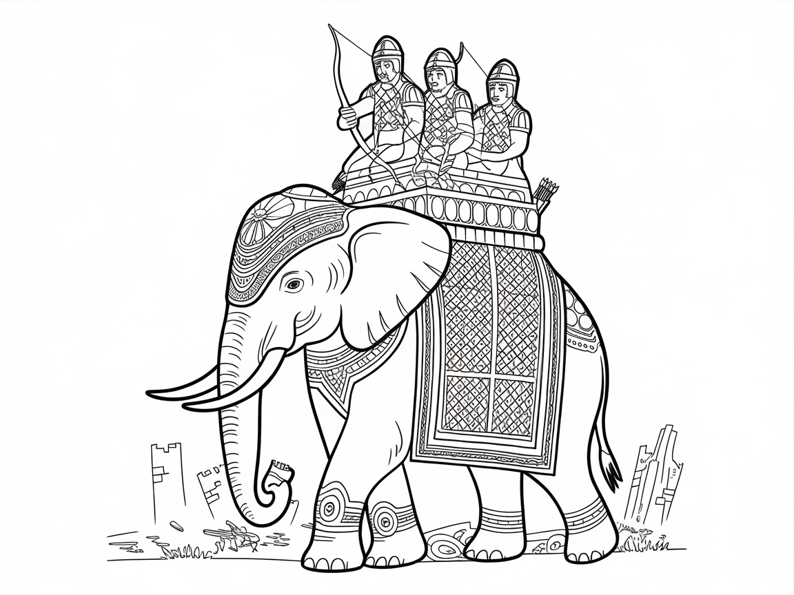 Embark on a Royal Adventure with This Elephant Warrior Page