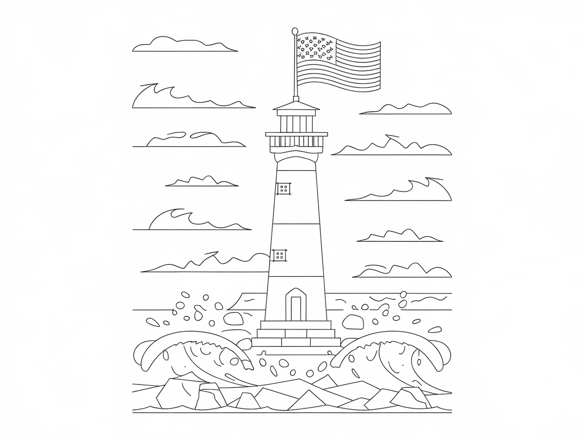 Illuminate Your Creativity with This Patriotic Lighthouse Scene