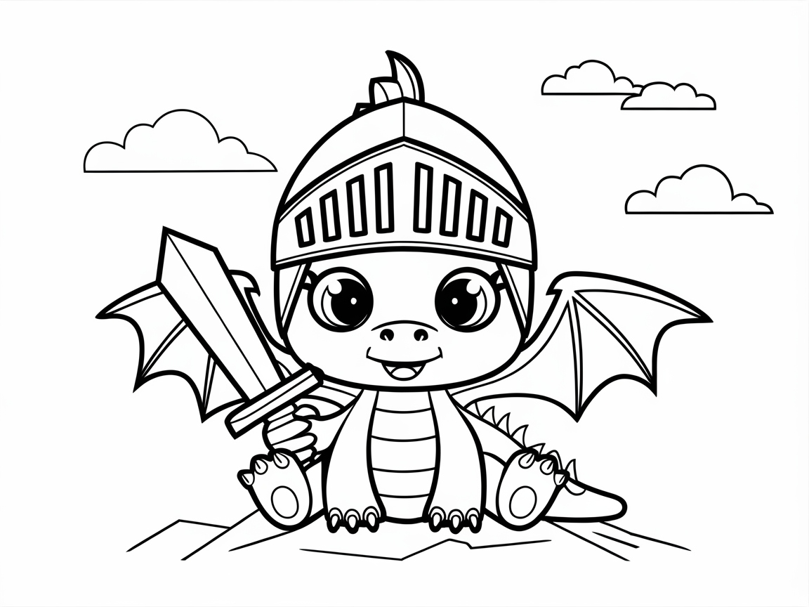 Little Knight Dragon Ready for Adventure