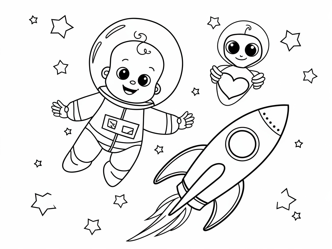 Space Adventure: Baby Astronaut and Alien Friend