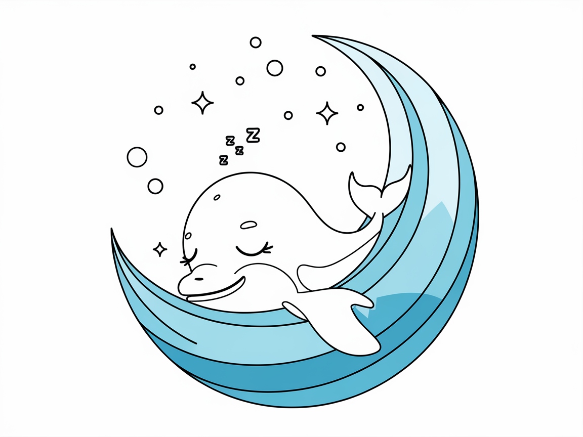 Dream Away with This Sleepy Dolphin and Moon Scene