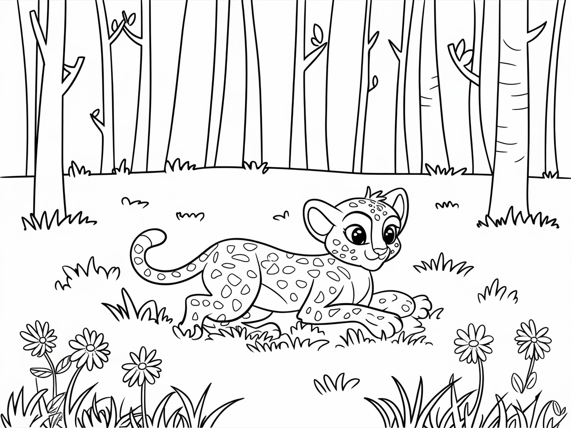Charming Cheetah Cub in a Woodland Meadow