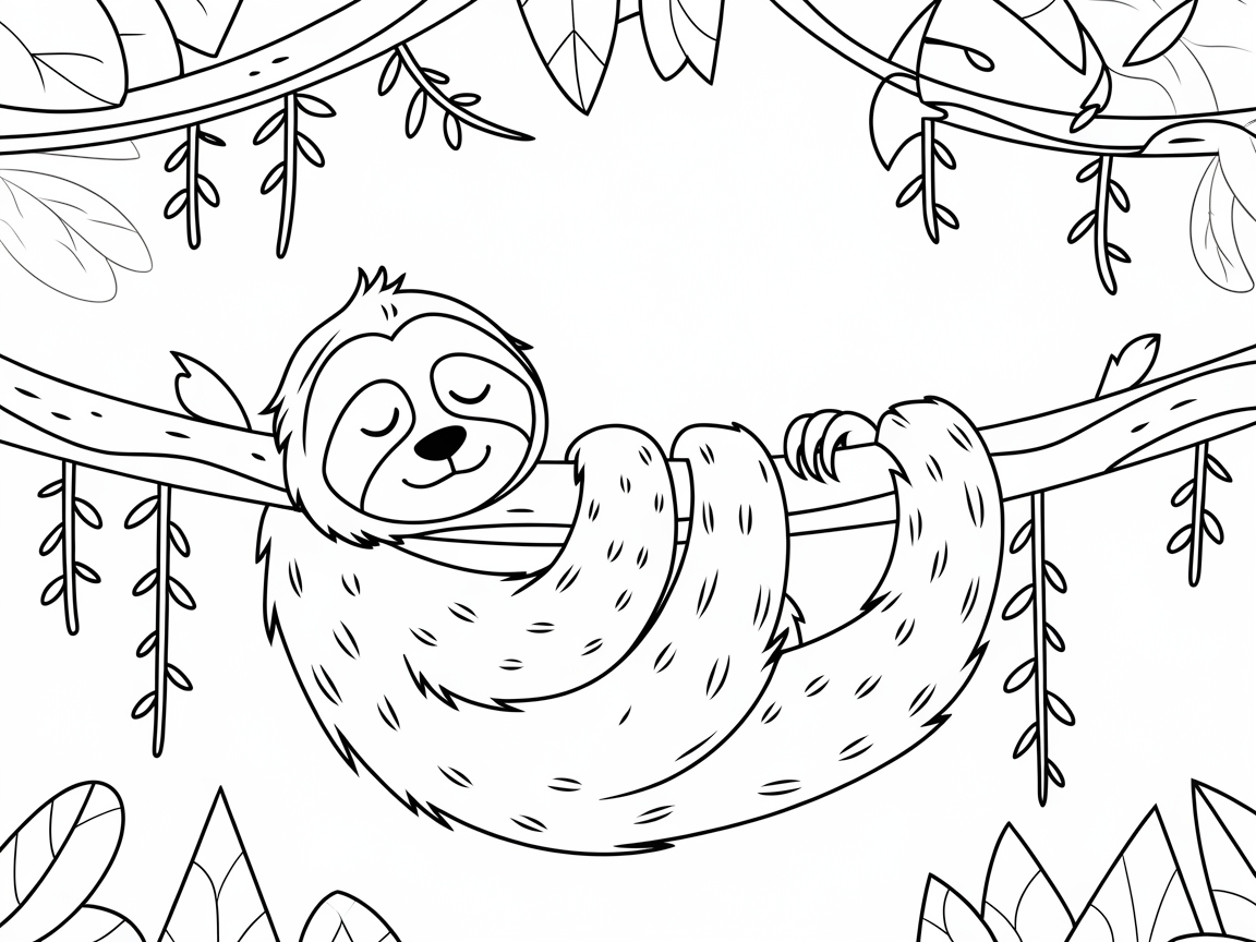 Relaxing Sloth in a Jungle Canopy