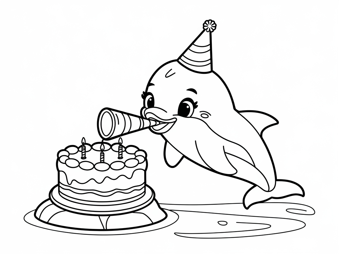 Celebrate with This Birthday Party Dolphin Coloring Page